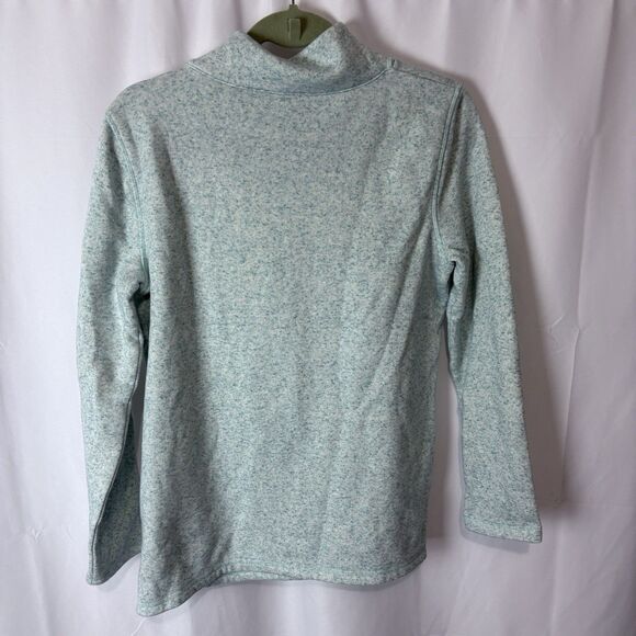 T BY TALBOTS Sweatshirt Fleece Cotton Blend Speckled V-Neck Pullover Aqua Blue M - Picture 7 of 7